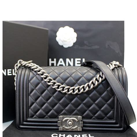 black lambskin medium boy bag chanel|chanel bag lambskin vs caviar.